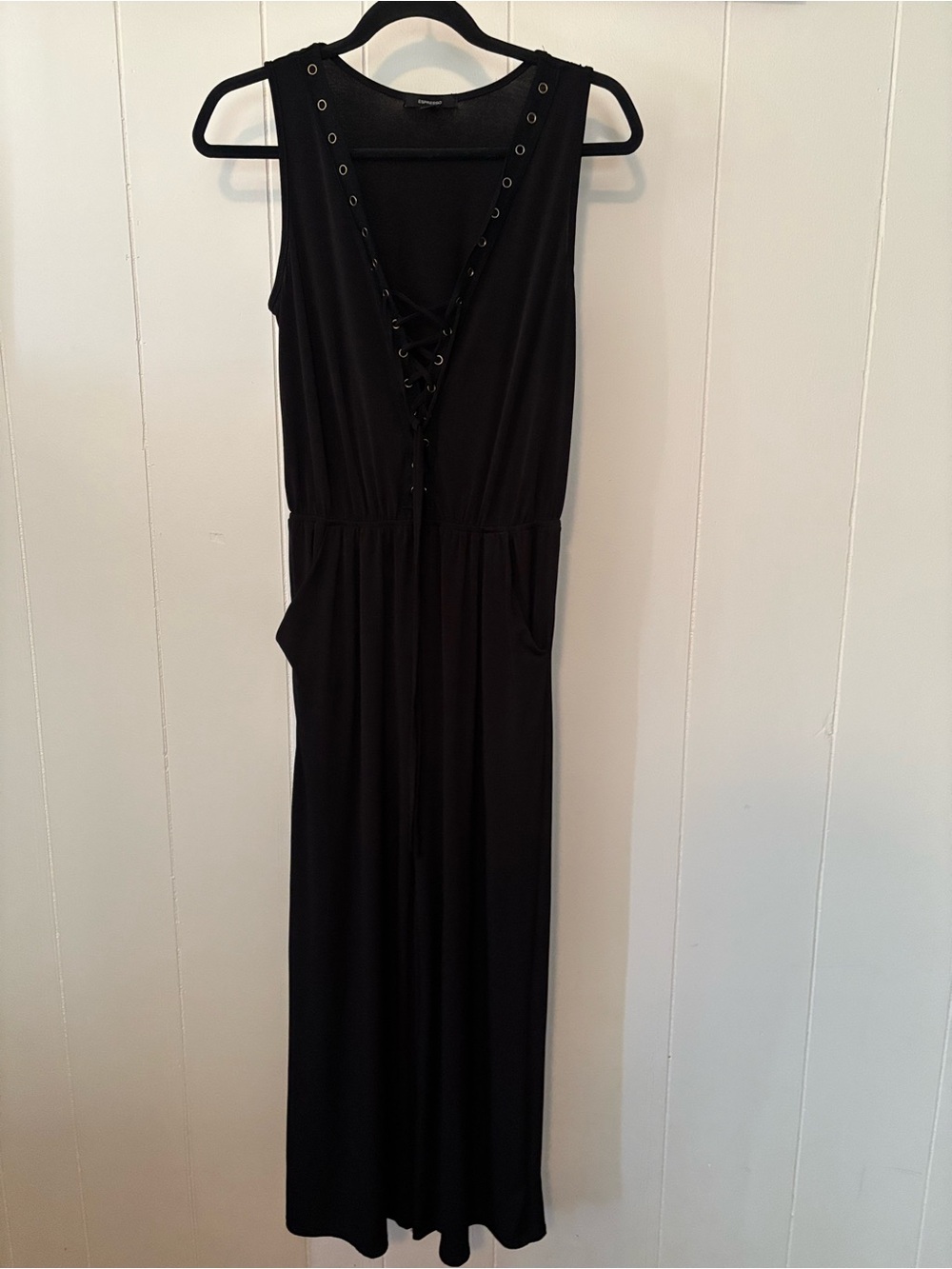 Espresso Black Lace-Up Sleeveless Romper